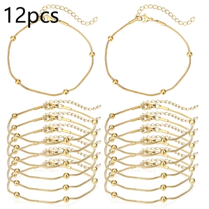 Detailed set of 12 golden snake bone chains with beads for DIY jewelry making