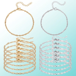 Stainless Steel Water Wave Chain Bracelets For DIY Jewelry Making With Lobster Clasp And Extension Chain For Women Jewelry
