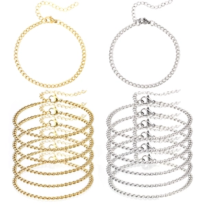 Stainless Steel Cuban Link Bracelets Anklets Minimalist Curb Chain Jewelry For Women DIY Fashion Accessory Gold Silver Tone