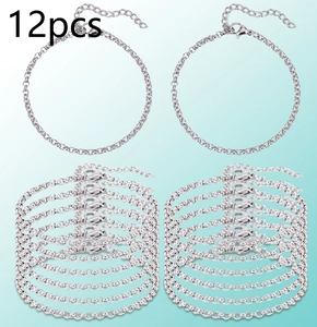 Set di 12 catenine argentate con chiusura a moschettone ed estensione per gioielli fai-da-te