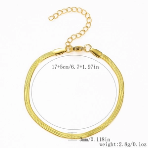 Gepolijste 3mm gouden slangenschakel armband set met karabijnsluiting en verlengketting