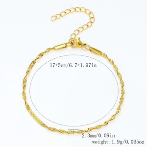 Adjustable gold plated snake chain bracelet 17+5cm with 2.3mm width and lobster clasp