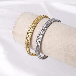 Stainless Steel Woven Mesh Cuff Bracelet For Women Men Hip Hop Vintage C-Shaped Open Bangle Fashion Minimalist Jewelry