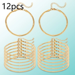 Set of 12 gold plated snake chains with lobster clasps and extension links for DIY jewelry