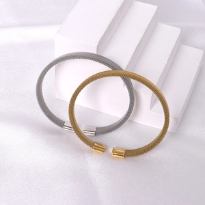 Bracelets tissés chics en acier titane doré et argenté pour bijoux fantaisie