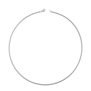 Sleek stainless steel silver box chain necklace with a classic lobster clasp closure