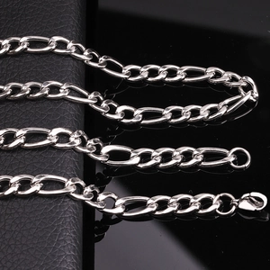 Stainless Steel Figaro Chain Necklace For Men Women Polished Silver Tone Classic Link Chain Jewelry For Daily Wear