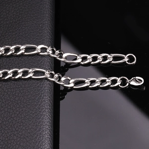 Polished silver stainless steel Figaro chain necklace with a classic lobster clasp