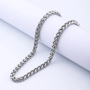 Polished stainless steel dragon keel chain necklace for men in silver finish