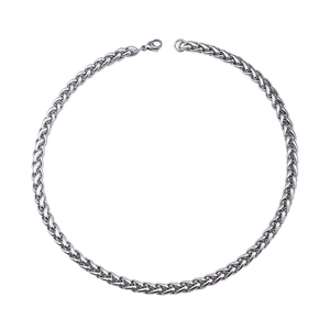 Polished silver stainless steel wheat chain necklace for men with lobster clasp closure