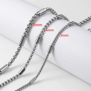 Stainless Steel Box Chain Necklace For Men Women Industrial Design Cylindrical Tube Charm Jewelry Piece Unisex Accessory