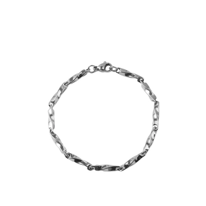 Polished Mobius twist link chain necklace in silver stainless steel with lobster clasp
