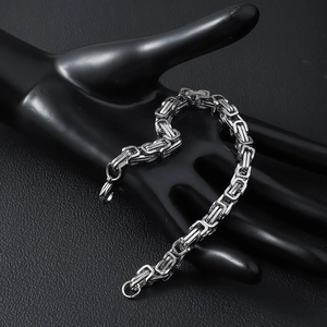 Byzantine style stainless steel chain bracelet for men and women with lobster clasp
