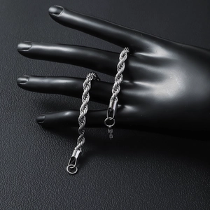 Classic silver twist rope chain stainless steel bracelet with a secure lobster clasp