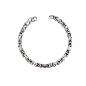 Byzantine link chain bracelet in stainless steel with a secure lobster claw clasp for men