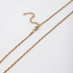 Minimalist gold stainless steel twisted rope chain necklace with lobster clasp