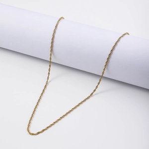 Minimalist gold-plated stainless steel twisted rope chain necklace for women
