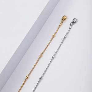Minimalistische Roestvrijstalen Slangenketting Met Kralen Goud Zilver Verguld DIY Sieraden Accessoire Voor Vrouwen