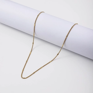 Minimalist 18k gold plated stainless steel curb chain with long oval cylindrical beads