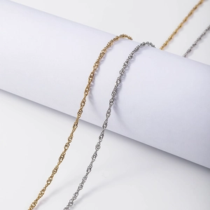 Minimalist Stainless Steel Water Wave Chain Necklace 18K Gold Plated DIY Jewelry Making Accessory For Women Fashion Jewelry