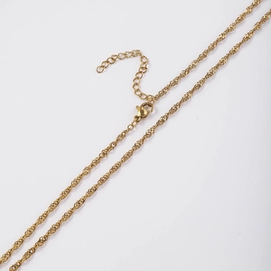 18K gold plated stainless steel water wave chain necklace with lobster clasp and extender