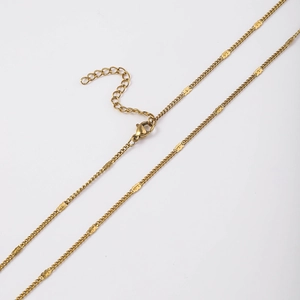 18k gold plated stainless steel cable chain necklace with flat oval sequins and lobster clasp