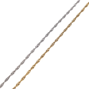18K gold and silver stainless steel water wave chain necklaces with twisted design