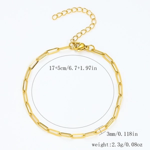 Minimalistisches, 18k vergoldetes Büroklammer-Armband aus Edelstahl mit Karabinerverschluss