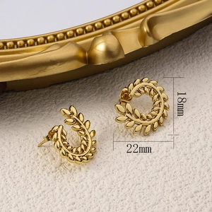 Elegante 18K vergoldete Weizenähren-Ohrstecker für Damen in der Größe 18mm x 22mm