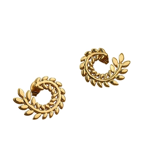 Minimalistische vergoldete 18K Weizenähren-Ohrringe für Damen aus poliertem Edelstahl