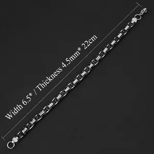 Bracciale bizantino largo 6,5 mm in acciaio inossidabile nero e argento da uomo