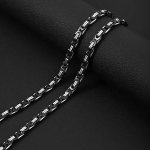 Bracciale bizantino da 6,5 mm per uomo in acciaio inossidabile bicolore nero e argento