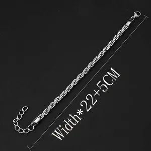 6mm silver twisted Cuban chain bracelet in stainless steel with 22+5cm extension link