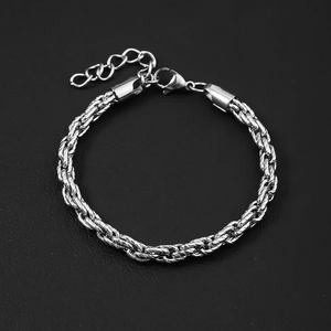 Stainless Steel Rope Chain Bracelet For Men Women Hip Hop Polished Cuban Link Twist Bracelet Minimalist Unisex Wrist Jewelry