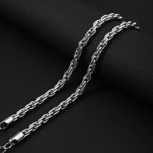 Polished stainless steel rope chain bracelet for men with textured weave design