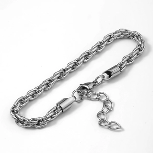 Polished stainless steel Cuban wheat chain bracelet for men with lobster clasp closure