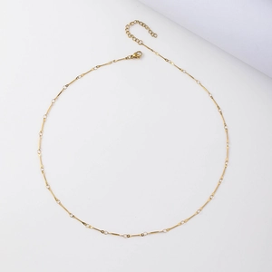 Minimalistische 18k vergoldete Edelstahl Stabkette mit verstellbarem Karabinerverschluss