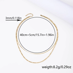 18K gold plated stainless steel layered necklace with 3mm width and 40+5cm length measurements