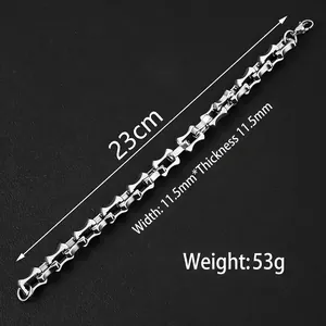 Detailansicht des Edelstahl-Kielarmbands im Punk-Stil mit 11,5mm Dicke und 23cm Länge