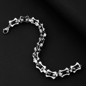 Herren Titanstahl Drachenknochen Armband mit poliertem industriellen Punk Gliederdesign