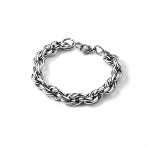 Massives Gliederkettenarmband aus Edelstahl in Silber mit sicherem Karabinerverschluss