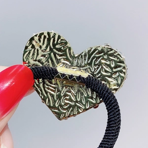 Funkelndes Kristall Herz Haargummi mit Goldmetallelement und elastischem Band