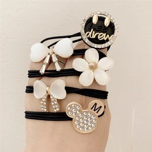 Elastici per Capelli a Forma di Fiore e Fiocco in Cristallo per Donna Fasce per Capelli Elastici in Lega Strass Accessori per Capelli