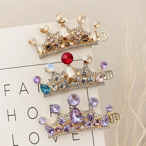 Fermaglio per Capelli a Corona in Lega Stile Principessa Con Strass Lucenti Elegante Clip a Becco d'Anatra Gioielli per Capelli Donna