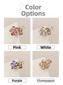 Set of four mini crystal flower hair claws in pink white purple and champagne colors