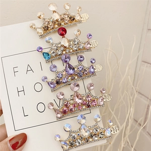 Fermagli per capelli a corona con strass scintillanti nei colori champagne e viola