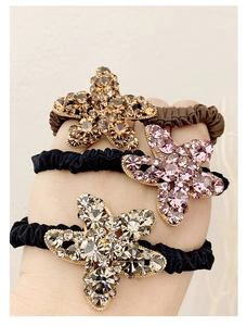 Détails de trois élastiques à cheveux étoile de mer avec strass brillants et bande souple