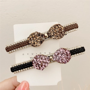 Barrette à Cheveux Nœud Papillon et Strass Pince à Bec de Canard Tissée Style Coréen Épingle à Cheveux Élégante pour Femmes Accessoires Cheveux