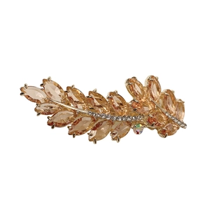 Elegant wheat-shaped hair clip with champagne crystals and gold alloy base