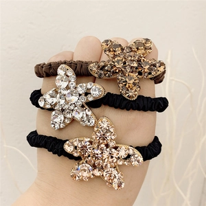 Élastique à Cheveux Étoile en Strass Style Coréen Corde à Cheveux en Alliage Étoile de Mer pour Femmes Accessoires Quotidien